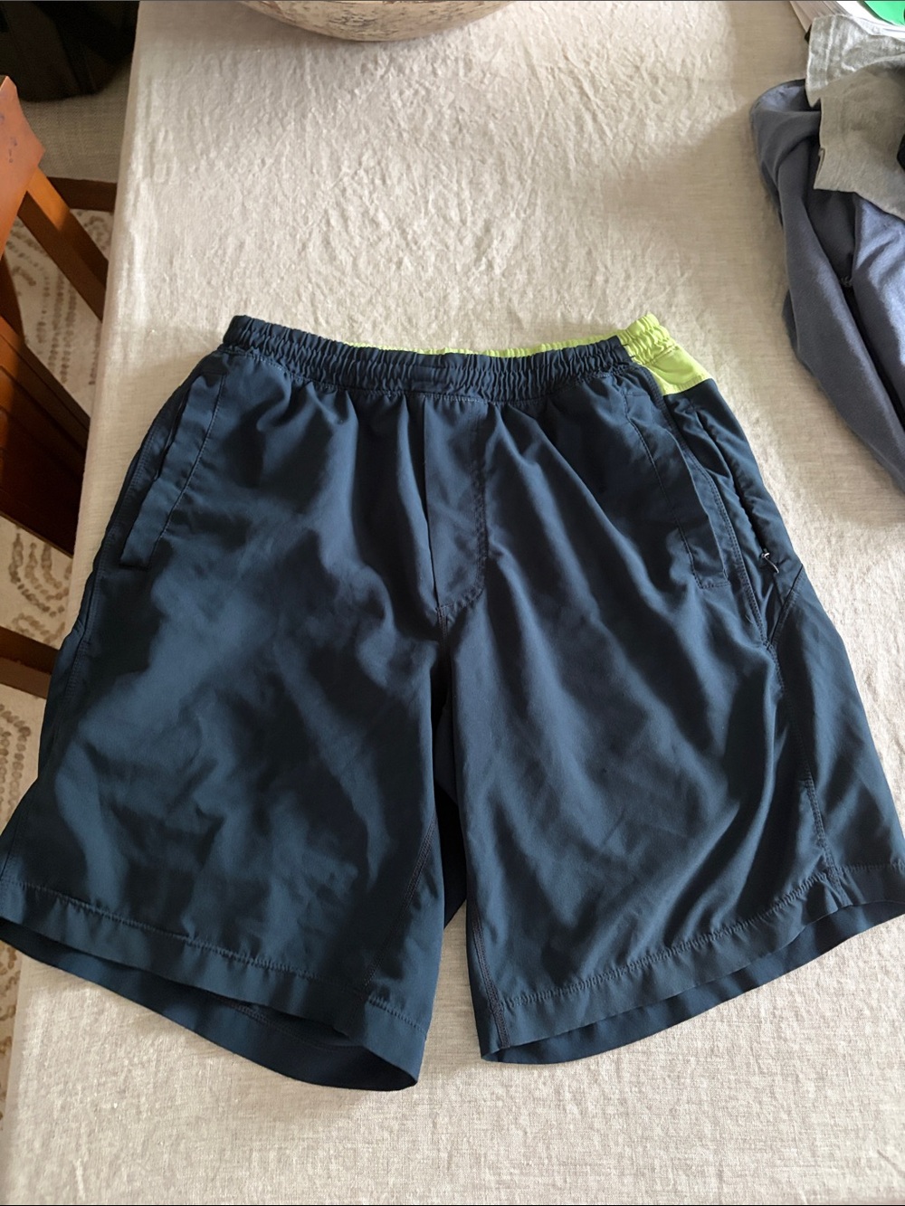 Men's Birddogs Navy Athletic Shorts with Lime Waistband Accent with liner